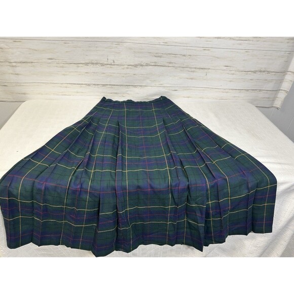 Vtg. Pendleton Women Pleated Maxi Skirt Size 8 Tartan Plaid 100% Wool USA Preppy